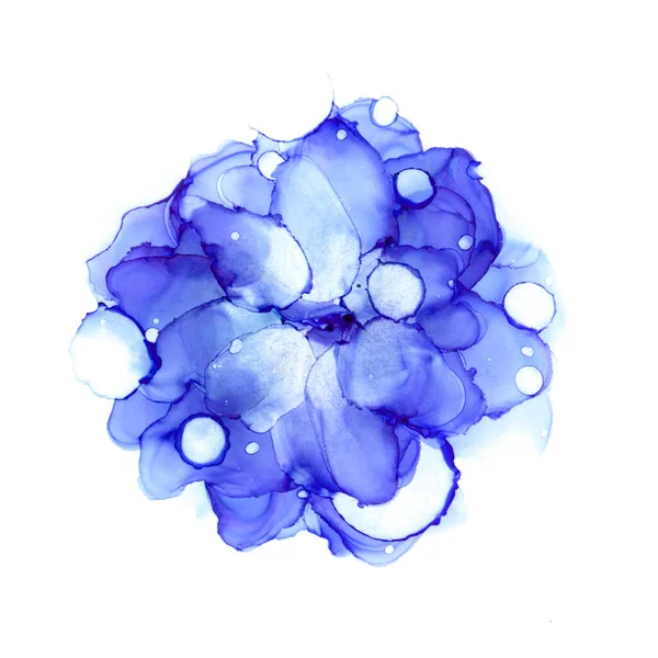 Delikatny ręcznie rysowane kwiat akwareli w odcieniach niebieskich. Sztuka tuszu alkoholowego. Raster ilustracja. — Zdjęcie stockowe