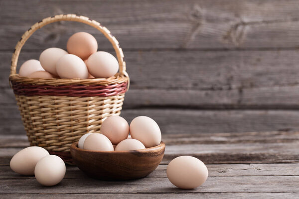 eggs on wooden background