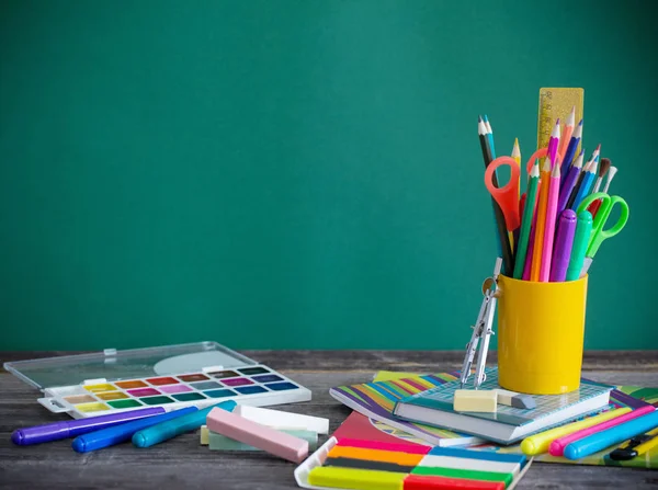 School stationary on wooden table — Stock Photo, Image
