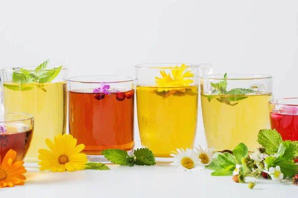 Herbal tea in cups on a white background — Stock Photo, Image
