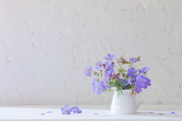 Flores em jarro no fundo branco — Fotografia de Stock