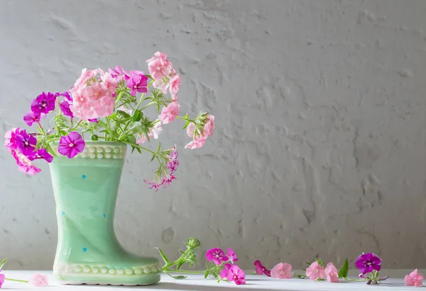 Beyaz arka plan üzerinde seramik Boot yaz çiçek