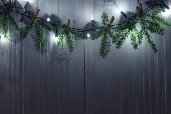 Christmas decorations on white wooden background — Stock Photo, Image