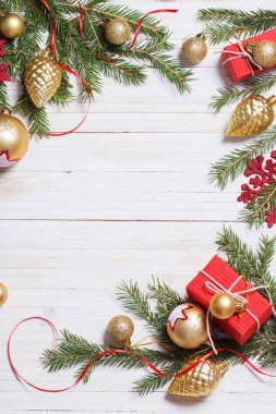 Beyaz ahşap arka plan christmas dekorasyon 