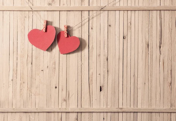 Red paper heart on wooden background — Stock Photo, Image