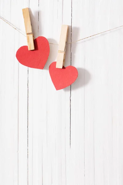 Red paper heart on wooden background — Stock Photo, Image