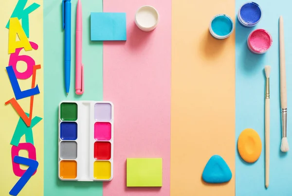 Renkli kağıt arka plan doku, okul malzemeleri — Stok fotoğraf