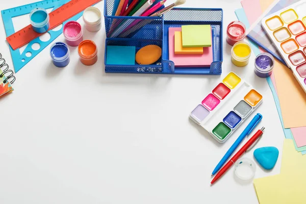 Collection of school supplies on white background — Stock Photo, Image