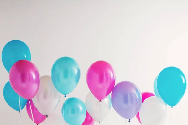 Balloons White Wooden Background — Stock Photo, Image