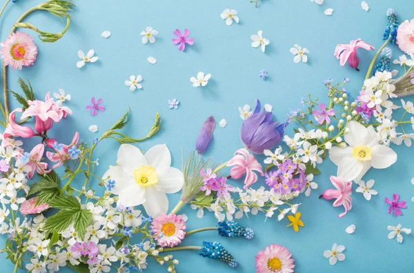 Jarní květiny na papírové pozadí — Stock fotografie