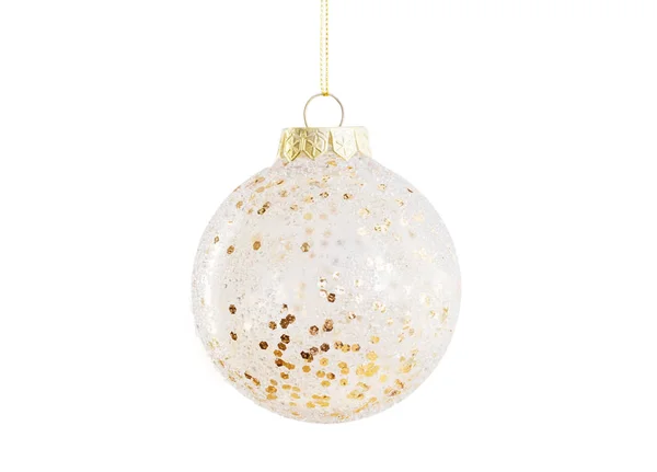 Golden Christmas boll isolerad på vit bakgrund — Stockfoto