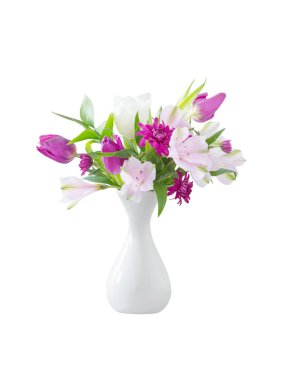 Bahar çiçekleri beyaz aranjman beyaz izole 