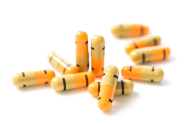 Bunte Pillen Isoliert Auf Weißem Hintergrund — Stockfoto