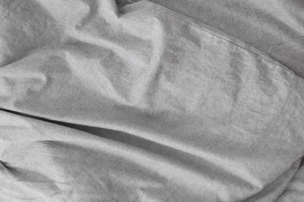 Background Gray Linen Bed Sheet Surface — Stock Photo, Image