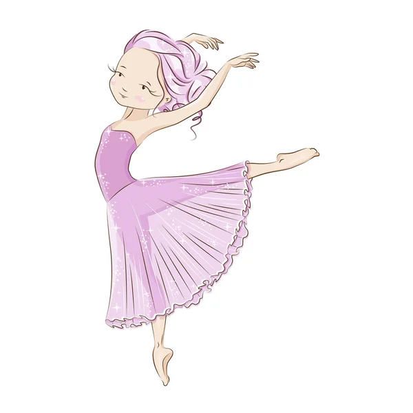 Ballerina, vector geïsoleerd op wit. — Stockvector