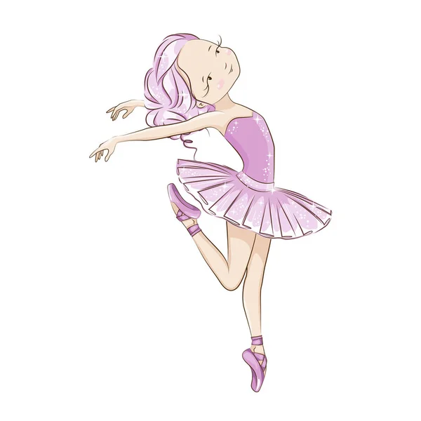 Ballerina, vector geïsoleerd op wit. — Stockvector