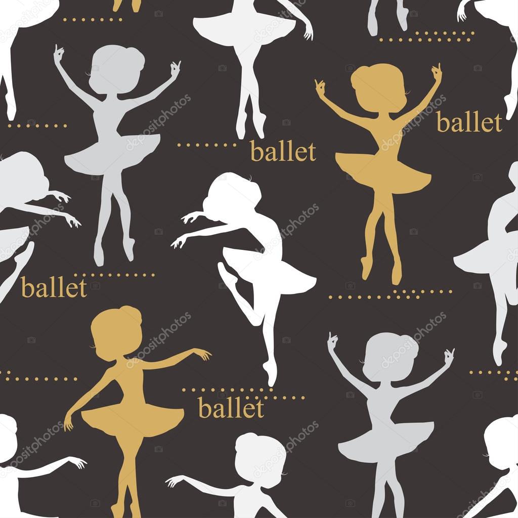 Seamless pattern of ballerinas.