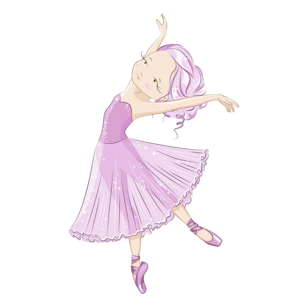 Ballerina, vector geïsoleerd op wit. — Stockvector