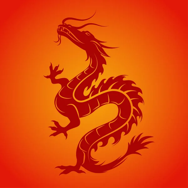 Silhouette dragon rouge . — Image vectorielle