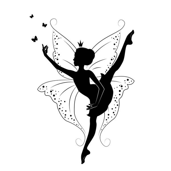 Silhouette of beautiful fairy. 