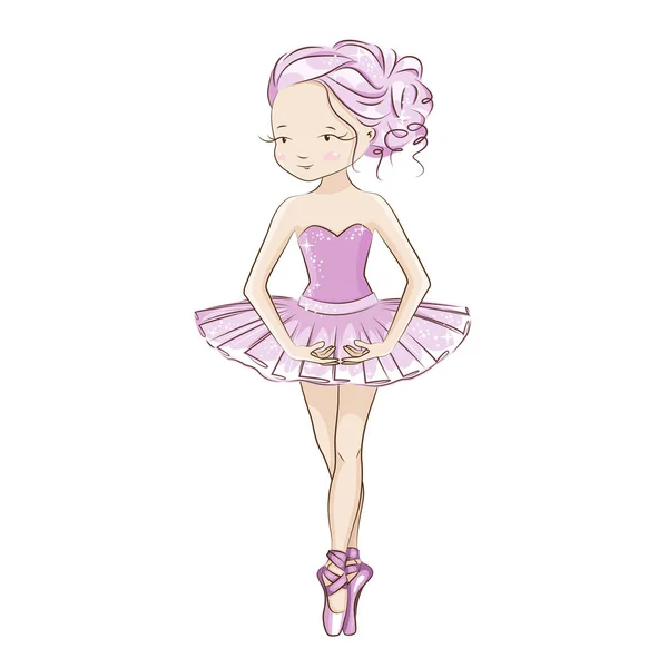 Illustration av söt liten ballerina. — Stock vektor