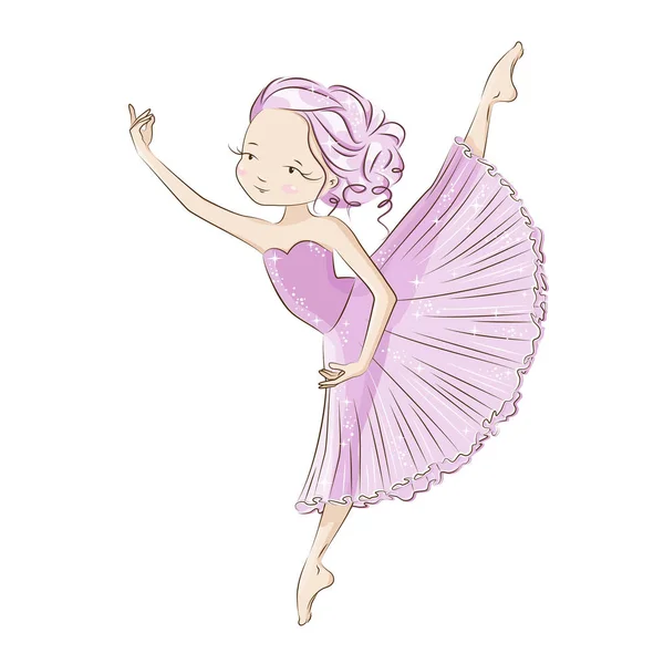 Ilustração de bailarina pouco bonito . — Vetor de Stock