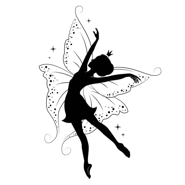 Silhouette of beautiful fairy. — Stock Vector