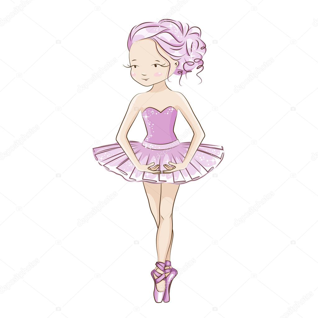 Illustration of cute little ballerina.