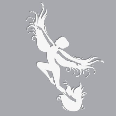 Silhouette of beautiful fairy. clipart