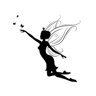 Silhouette of a fairy. clipart