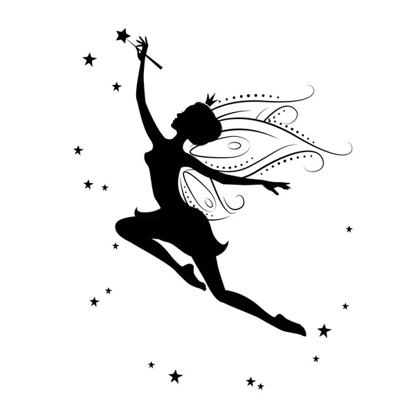 Silhouette of a beautiful fairy. — Stock Vector