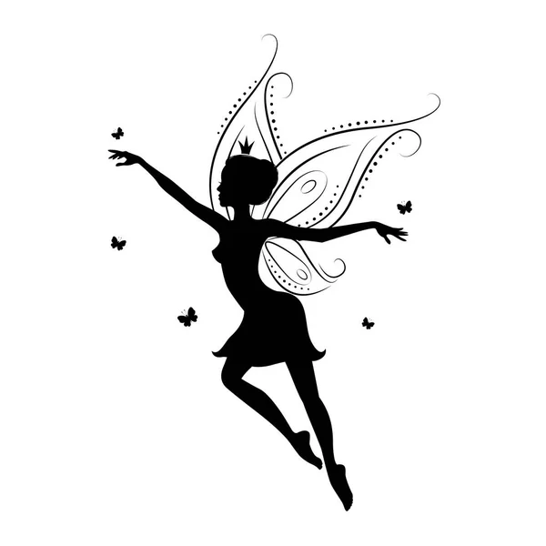 Silhouette of a beautiful fairy. — Stock Vector