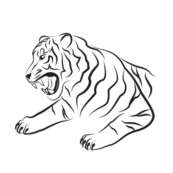 Tigre en colère. Croquis . — Image vectorielle