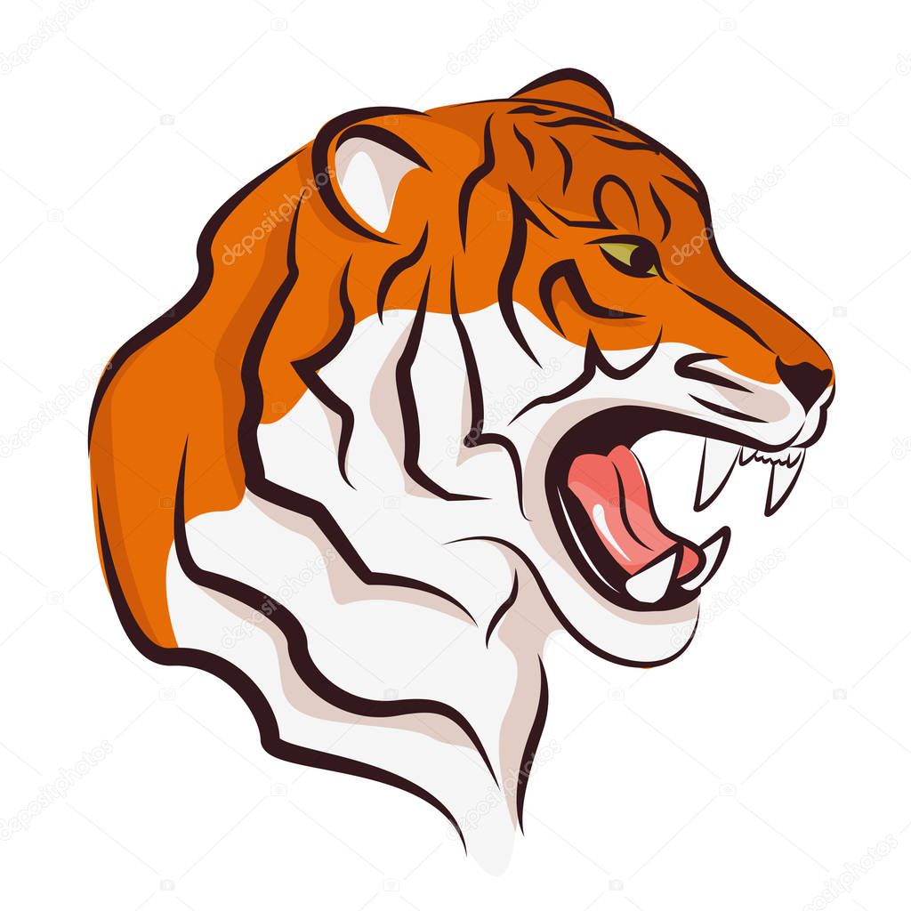 Vector illustration of angry tiger.
