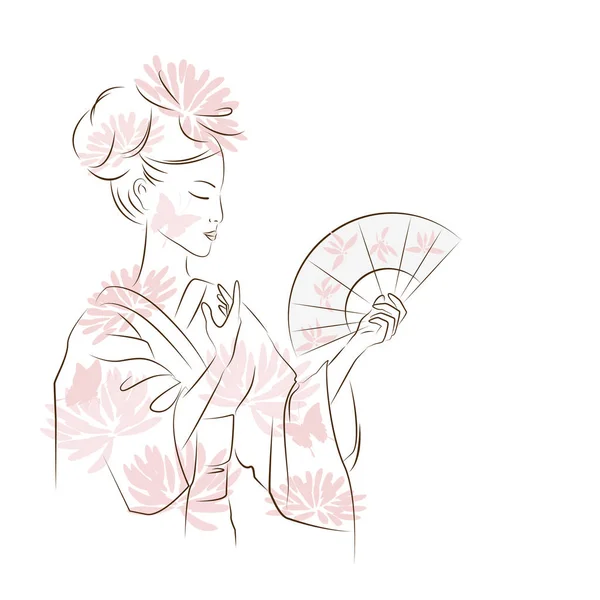 Belle Geisha fille . — Image vectorielle