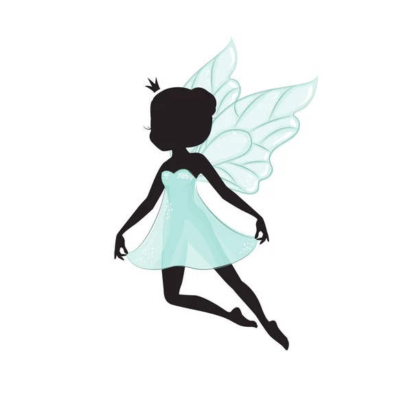 Silhouette of beautiful fairy. — Stock Vector