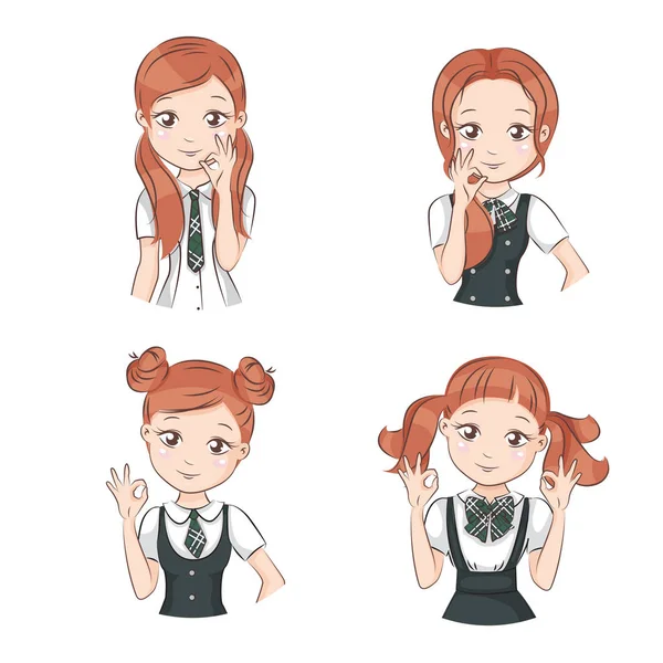 Set of cute girls. — Stock Vector