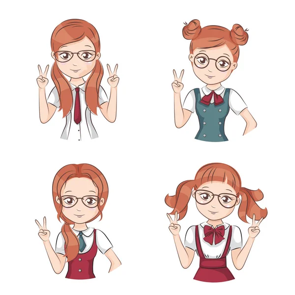 Set of cute girls. — Stock Vector