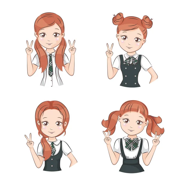 Set of cute girls. Royalty Free Stock Vectors