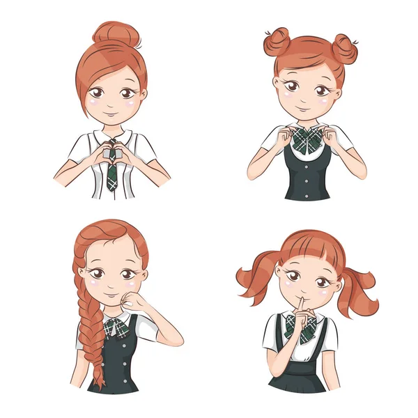 Set of cute girls. Stock Illustration