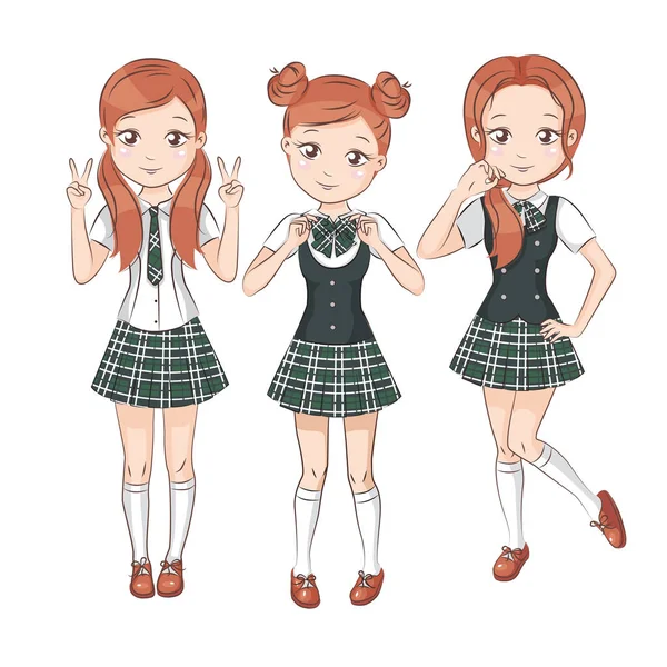 Three cute girlfriends. — Stock Vector