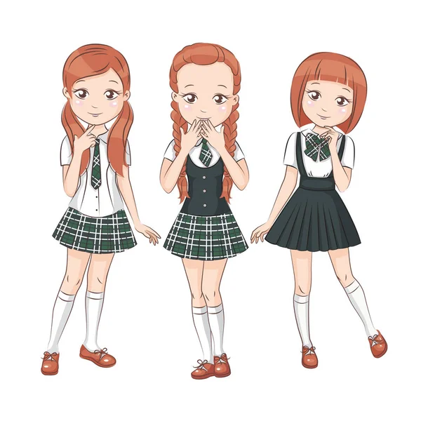 Three cute girlfriends. Stock Vector