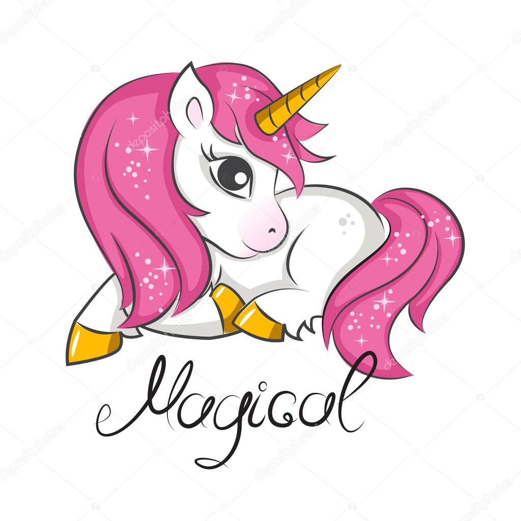 Cute magical unicorn. — Stock Vector © sivanova 166232566