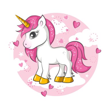 Küçük pembe tek boynuzlu at.