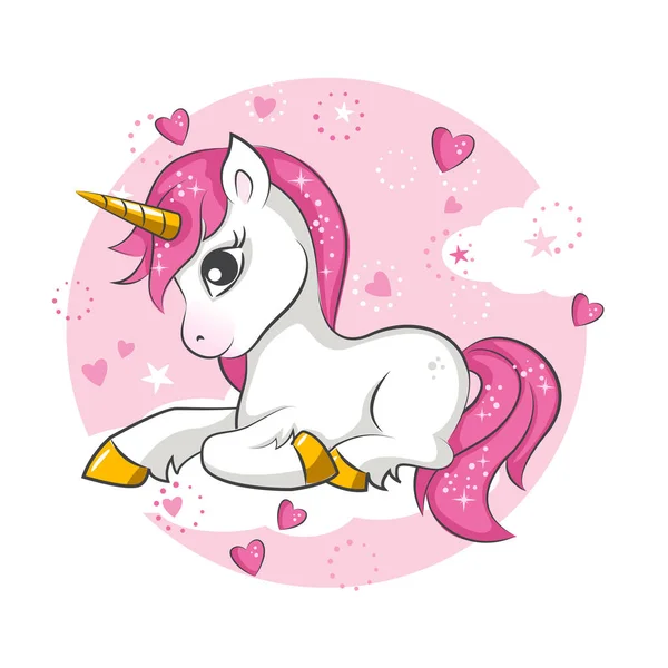 Pequeño unicornio rosa . — Vector de stock