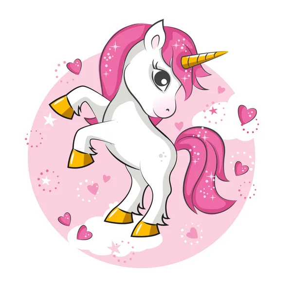 Little pink unicorn. — Stock Vector