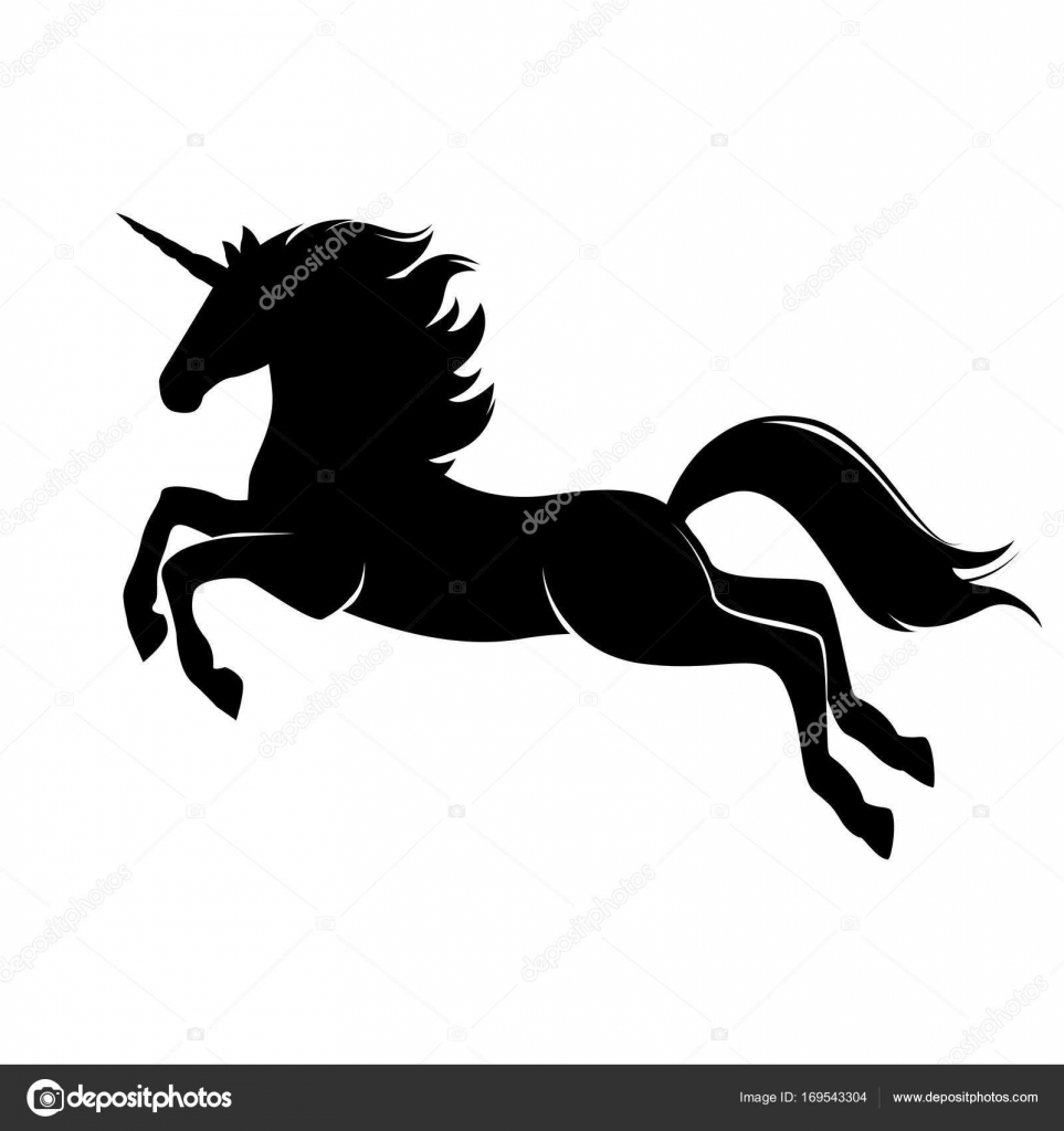 Download Magic cute black unicorn silhouette. — Stock Vector ...