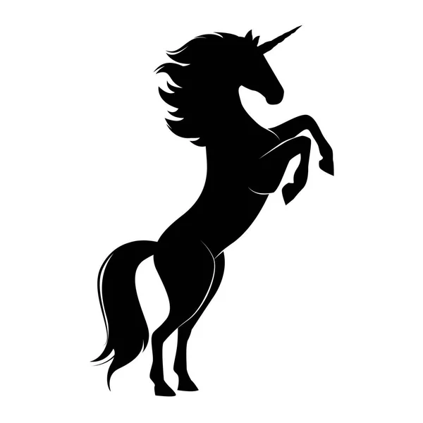 Magic cute black unicorn silhouette. — Stock Vector