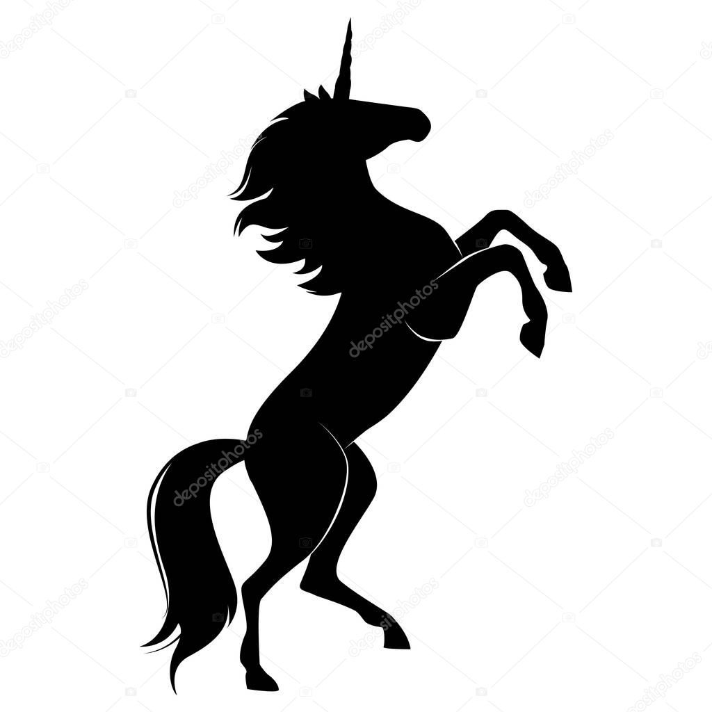 Magic cute black unicorn silhouette.