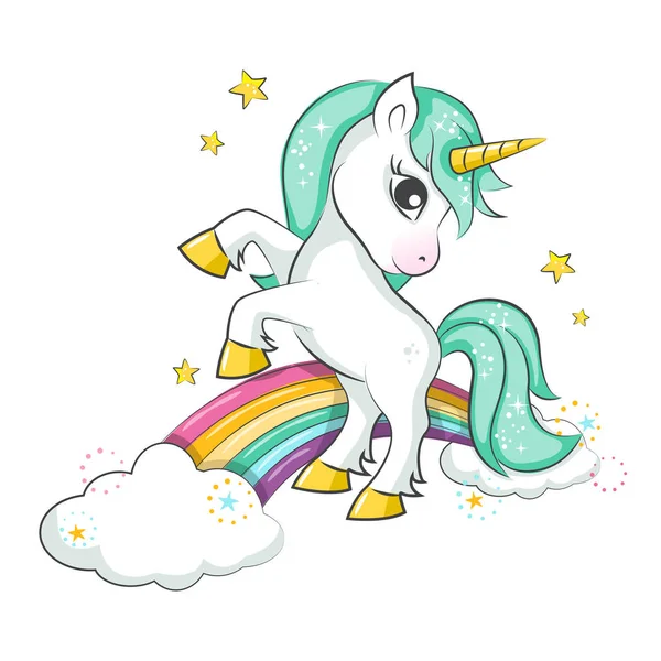 Unicorn ajaib yang lucu. - Stok Vektor